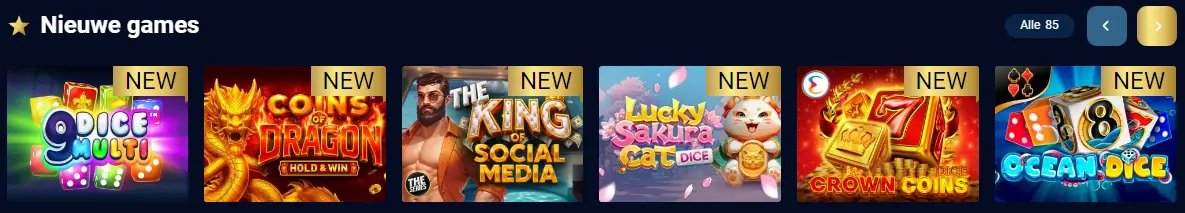 Algemene weergave van de casino spelencollectie